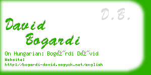 david bogardi business card